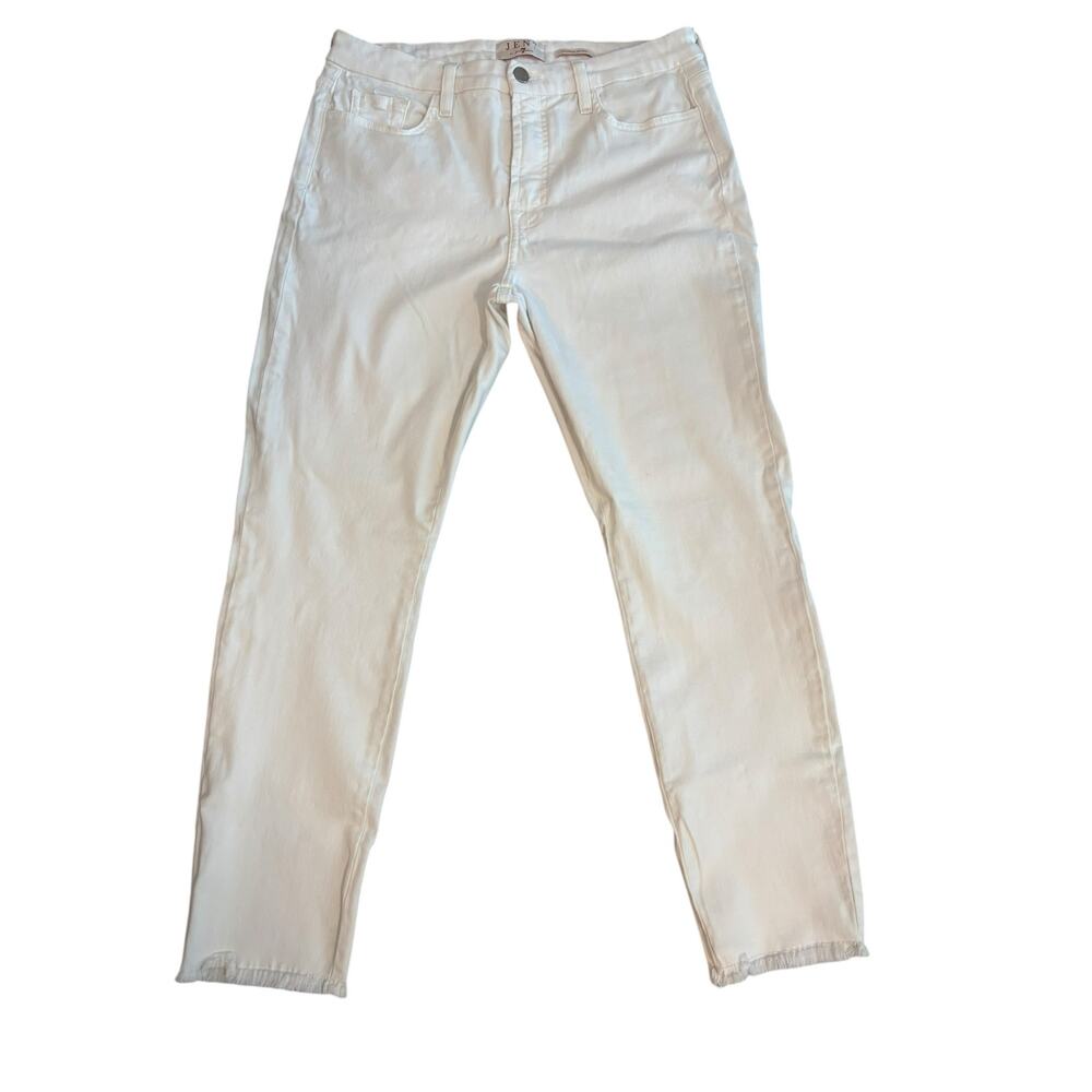 JEN7 BY 7 FOR ALL MANKIND WHITE CROPPED SKINNY JEANS SIZE 10